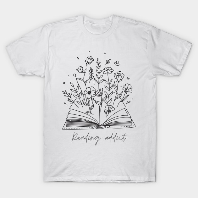 flower books read  floral book,book with flowers,book,book ,floral book ,vintage book,read,reading,read ,book with flower,reading ,reading decal,book decal T-Shirt by Maroon55